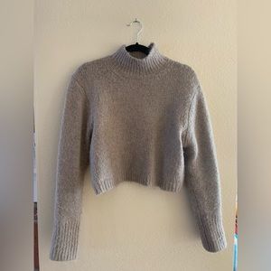 Zara fuzzy camel cropped sweater